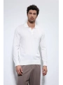 Erkek Polo Yaka Uzunkol Pamuklu Triko -Beyaz