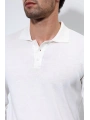 Erkek Polo Yaka Uzunkol Pamuklu Triko -Beyaz