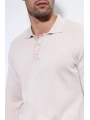 Erkek Polo Yaka Uzunkol Pamuklu Triko -Krem