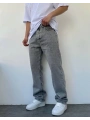 Erkek Rahat Kalıp Baggy Kot Pantolon - Gri