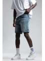 Erkek Rahat Kesim Taşlamalı Kot Şort - Mavi