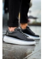 Erkek Sneakers Şeffaf Taban Günlük Spor Casual Ayakkabı -Siyah -Beyaz