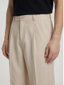 Erkek Super Bagy Kesim Keten Pantolon-Krem