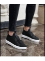 Erkek Tarz Casual Sneaker Günlük Spor Bez Ayakkabı -Siyah-Beyaz