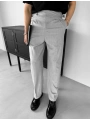 Erkek Yüksek Bel Rahat Kesim Pileli Pantolon-Gri