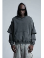 Owersize Kapüşonlu Yıkamalı Sweatshirt -Füme