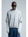 Owersize Kapüşonlu Yıkamalı Sweatshirt -Gri