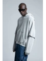 Owersize Kapüşonlu Yıkamalı Sweatshirt -Gri