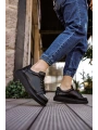 Yeni Sezon Erkek Tarz Casual Sneaker Günlük Spor Rahat Ayakkabı -Siyah-Siyah