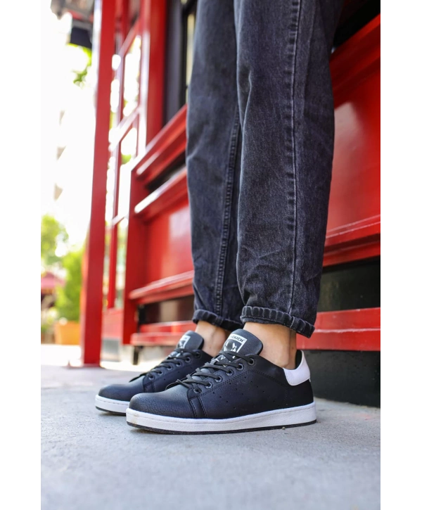 Erkek Günlük Ortopedi Taban Spor Ayakkabı -Siyah-Beyaz