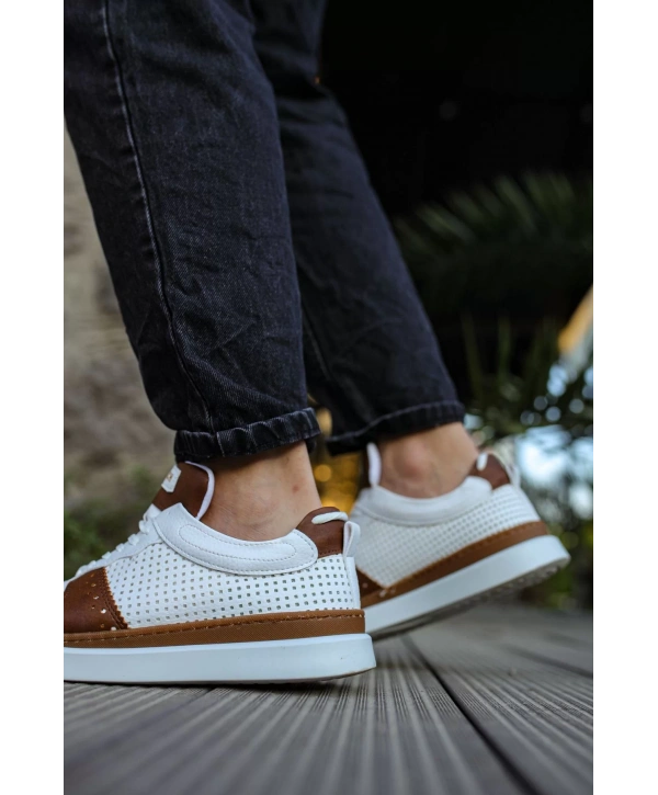 Erkek Termo Taban Bağcıklı Spor Ayakkabı-Beyaz Taba