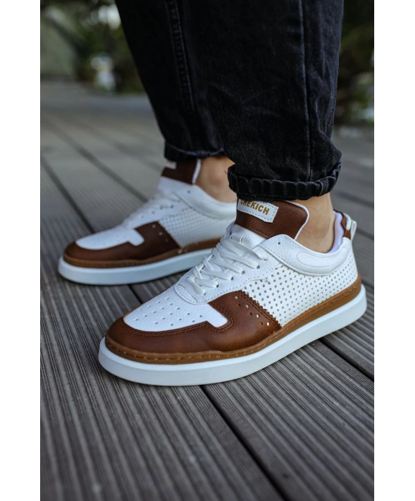 Erkek Termo Taban Bağcıklı Spor Ayakkabı-Beyaz Taba