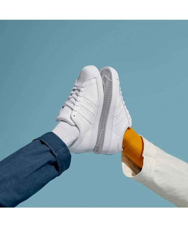 Unisex Deri Superstar Günlük Spor Ayakkabı-Beyaz-Beyaz