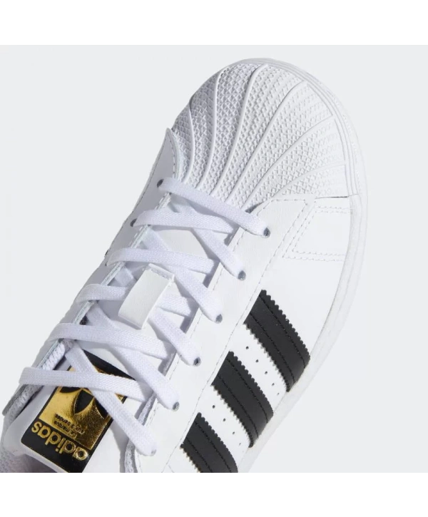 Unisex Deri Superstar Günlük Spor Ayakkabı-Beyaz-Siiyah