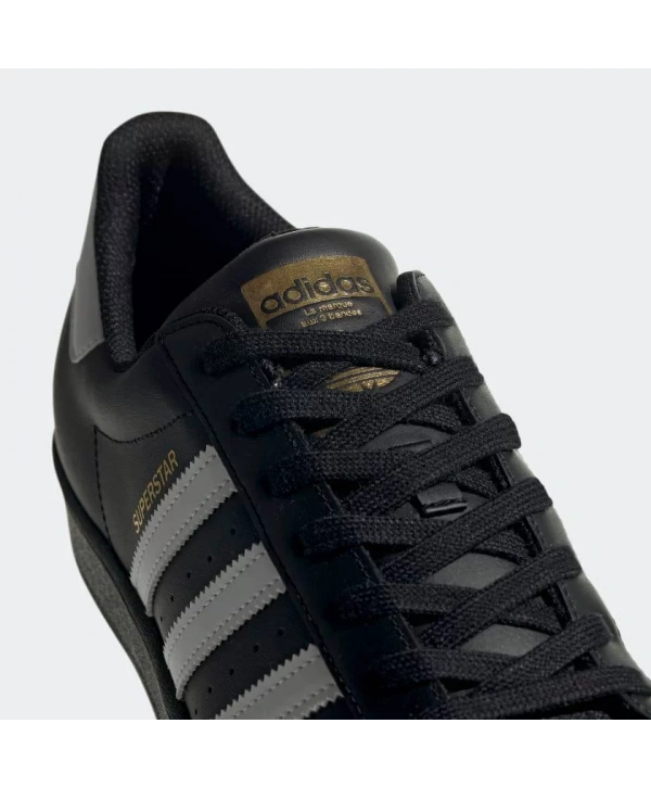 Unisex Deri Superstar Günlük Spor Ayakkabı-Siyah-Beyaz