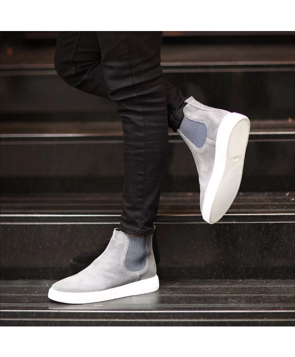 Yeni Sezon Erkek Eva Taban Deri Chelsea Bot - Gri