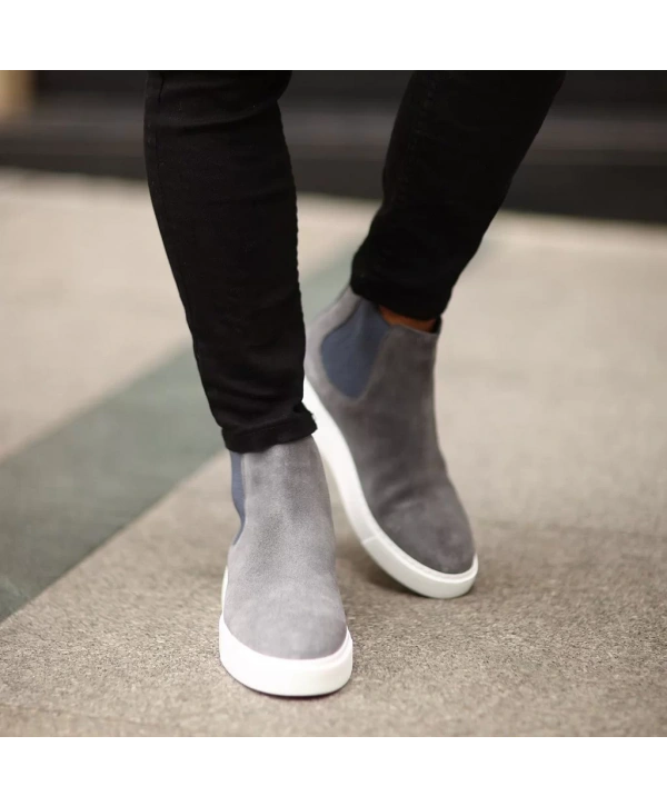 Yeni Sezon Erkek Eva Taban Deri Chelsea Bot - Gri