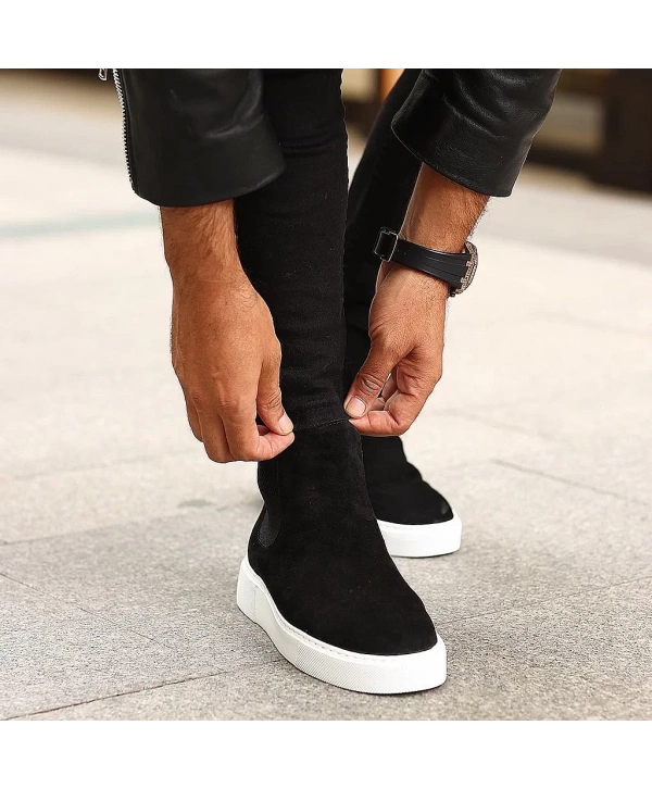 Yeni Sezon Erkek Eva Taban Deri Chelsea Bot - Siyah