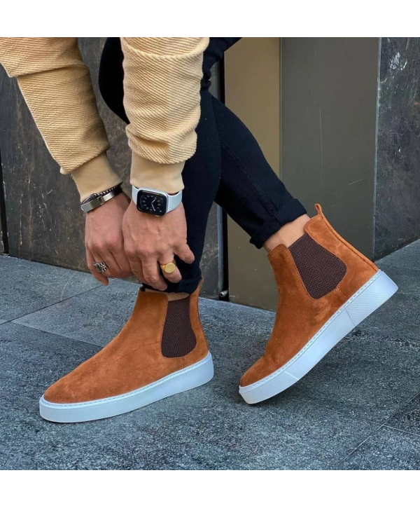 Yeni Sezon Erkek Eva Taban Deri Chelsea Bot - Taba