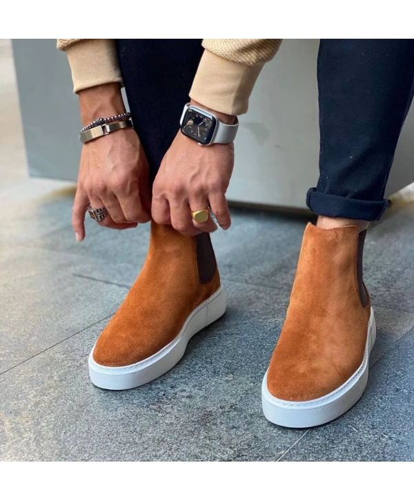 Yeni Sezon Erkek Eva Taban Deri Chelsea Bot - Taba