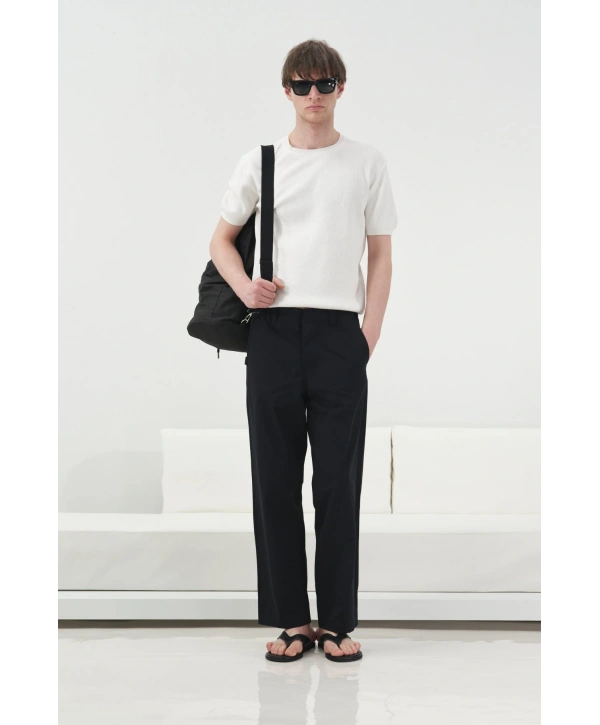 Erkek Normal Kesim Bisiklet Yaka Triko Thişört -Beyaz