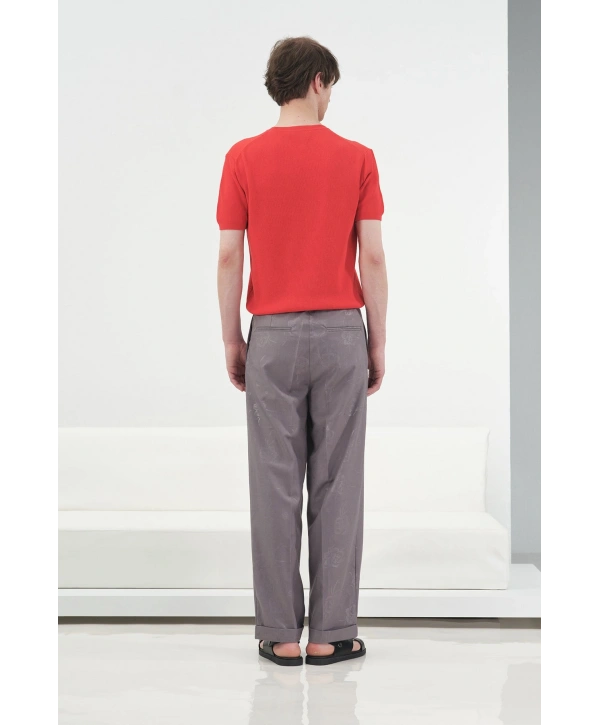 Erkek Normal Kesim Bisiklet Yaka Triko Thişört -Kırmızı