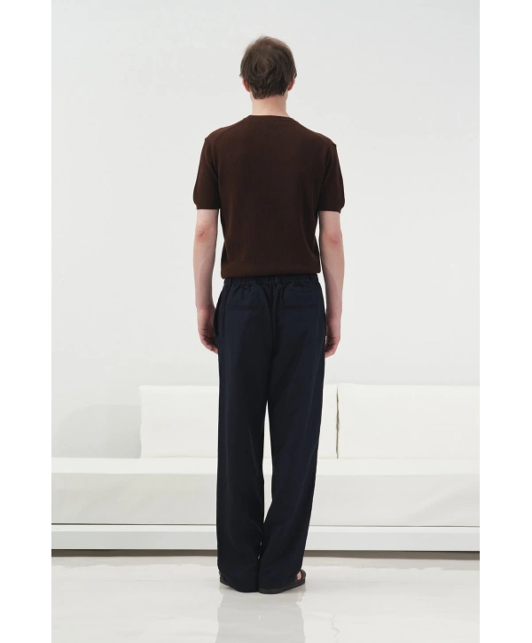 Erkek Normal Kesim Bisiklet Yaka Triko Thişört -Kahverengi