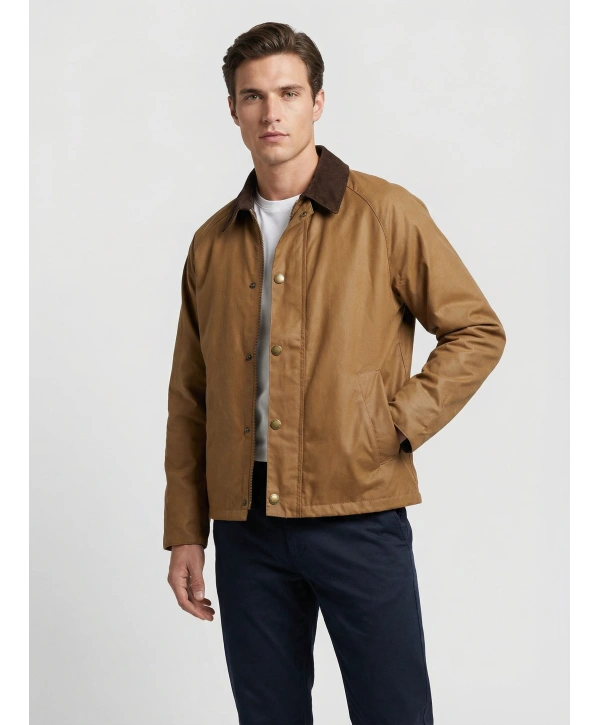 Erkek Polo Yaka İnce Baharlık Mont-Kahverengi