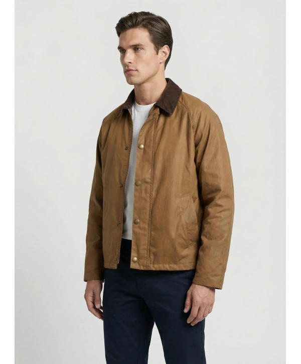 Erkek Polo Yaka İnce Baharlık Mont-Kahverengi