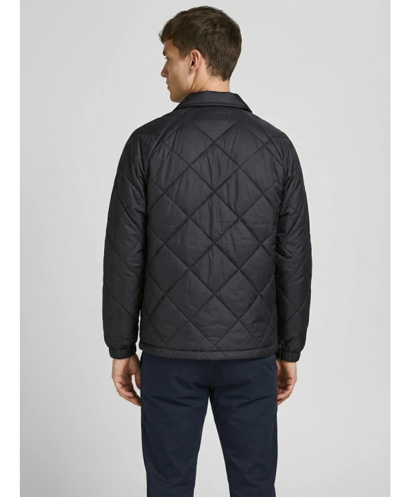 Erkek Normal Kalıp Jel Dolgu Desenli Mont - Siyah