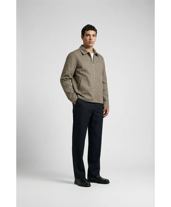 Erkek Normal Kalıp İnce Baharlık Mont-Haki