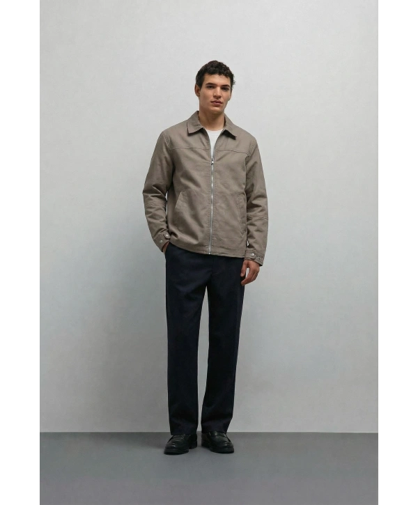Erkek Normal Kalıp İnce Baharlık Mont-Haki