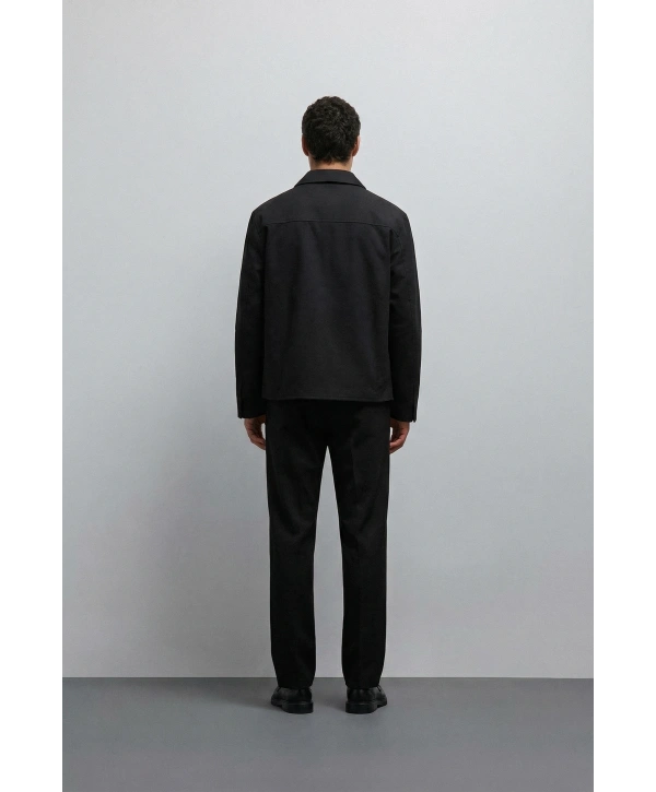 Erkek Normal Kalıp İnce Baharlık Mont- Siyah