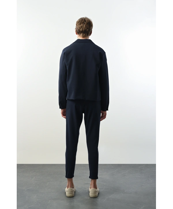 Erkek Polo Yaka İnce Baharlık Mont- Lacivert