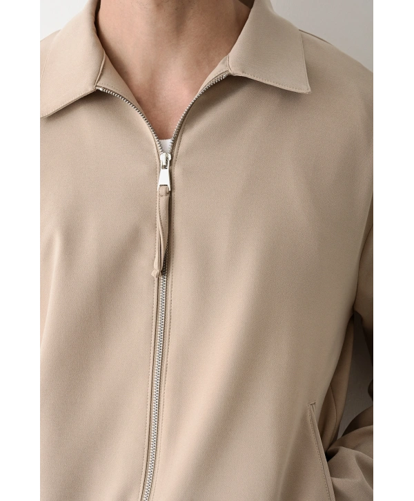 Erkek Polo Yaka İnce Baharlık Mont- Krem