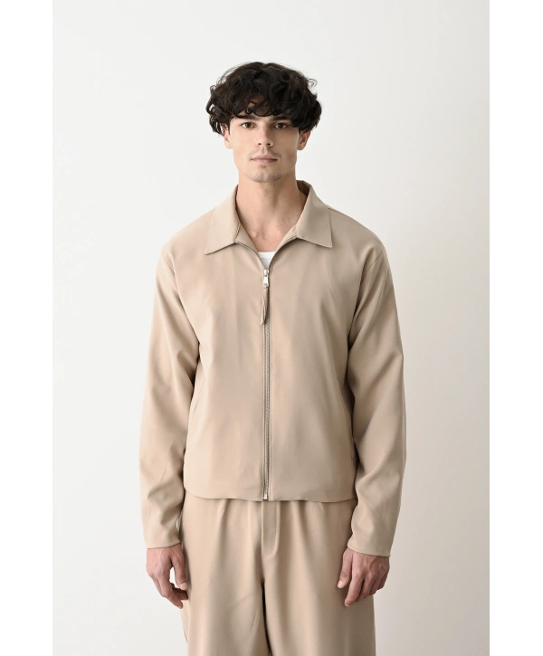 Erkek Polo Yaka İnce Baharlık Mont- Krem