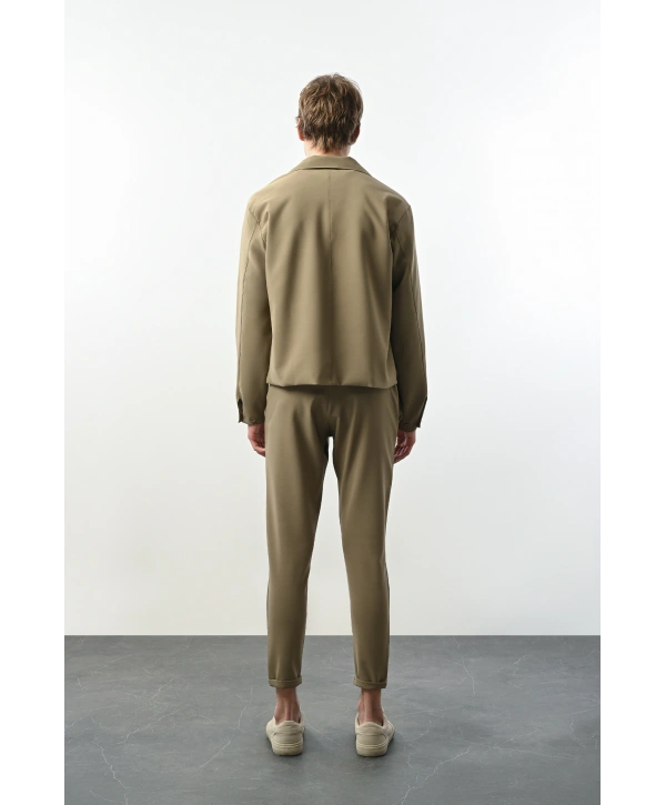 Erkek Polo Yaka İnce Baharlık Mont- Haki