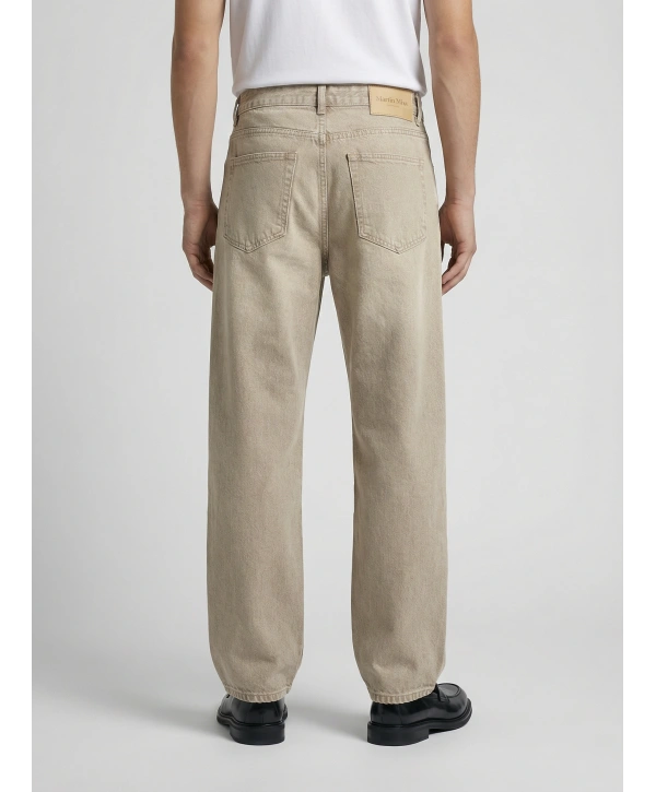 Erkek Rahat Kesim Bagy Kalıp Kot Pantolon- Bej