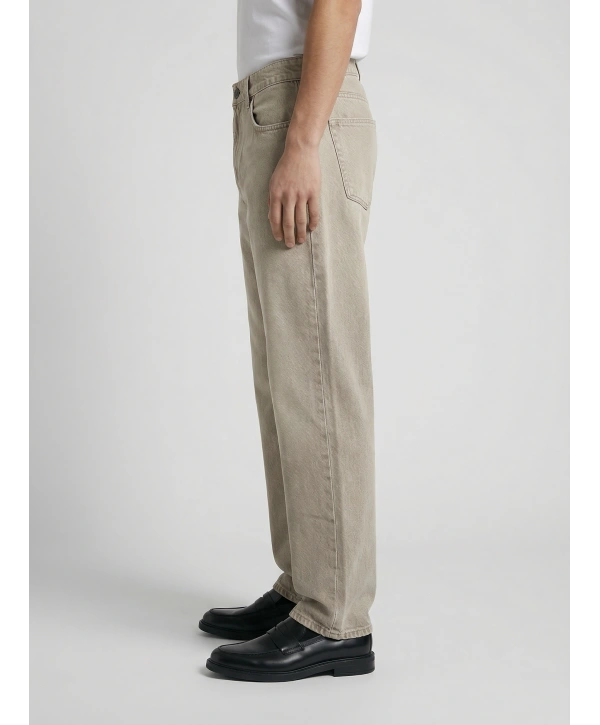 Erkek Rahat Kesim Bagy Kalıp Kot Pantolon- Bej