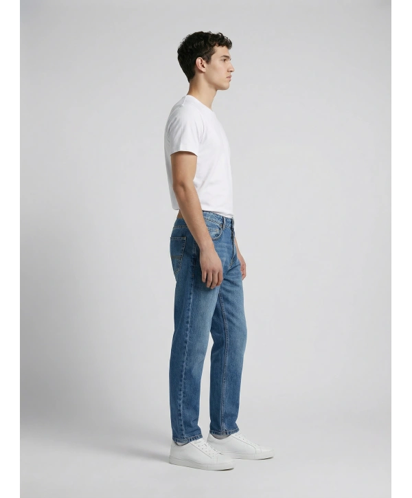 Erkek Boyfrend Likrasız Kot Pantolon- K Mavi