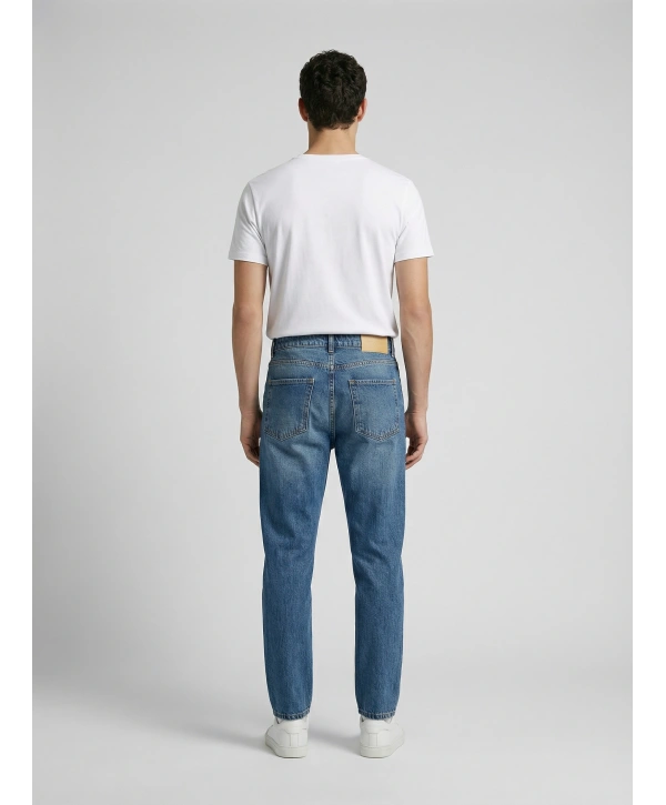 Erkek Boyfrend Likrasız Kot Pantolon- K Mavi