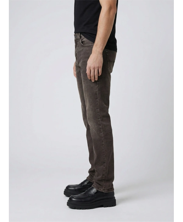 Erkek Dar Kesim Regularfit Likralı Kot Pantolon -KAhverengi