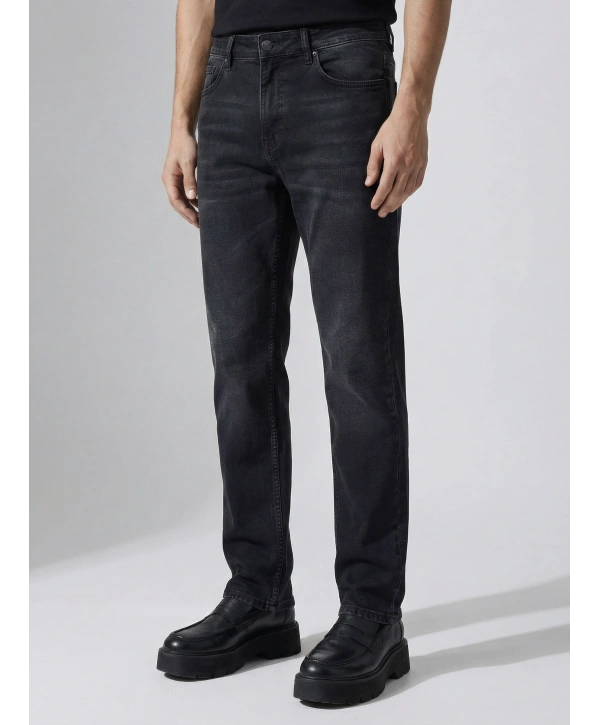 Erkek Dar Kesim Likralı Kot Pantolon-Siyah