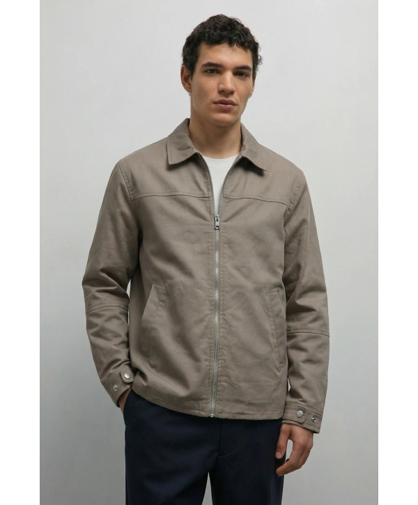 Erkek Normal Kalıp İnce Baharlık Mont-Haki