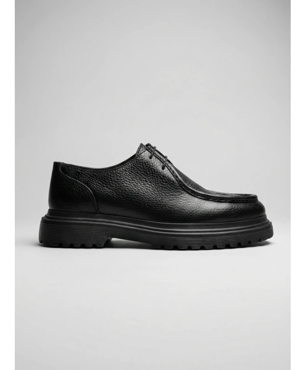 Erkek Klasik Eva Taban Deri Ayakkabı- Siyah