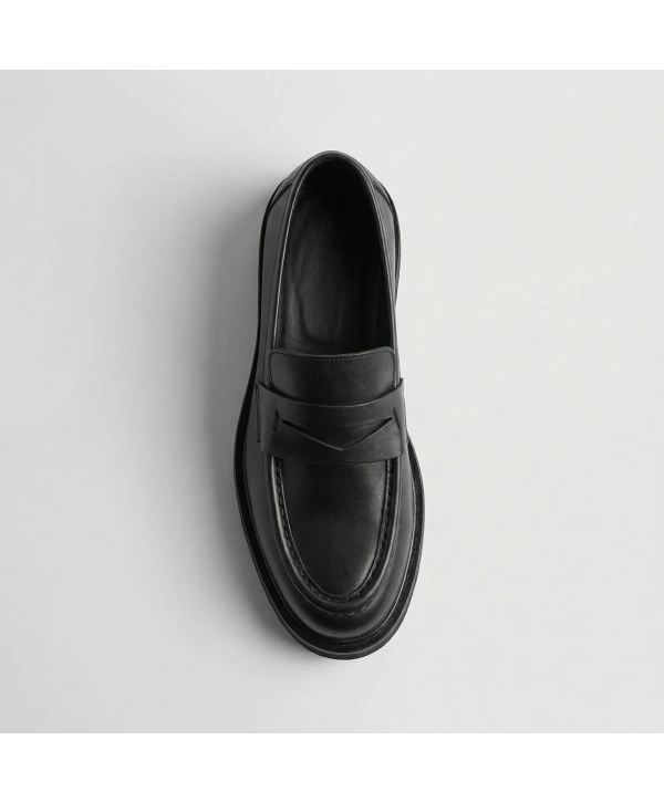 Erkek Deri Eva Taban Bağcıksız Ayakkabı- Siyah