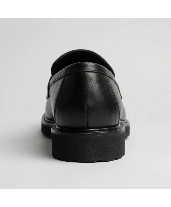 Erkek Deri Eva Taban Bağcıksız Ayakkabı- Siyah