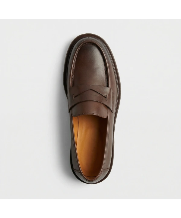 Erkek Deri Eva Taban Bağcıksız Ayakkabı- Kahverengi