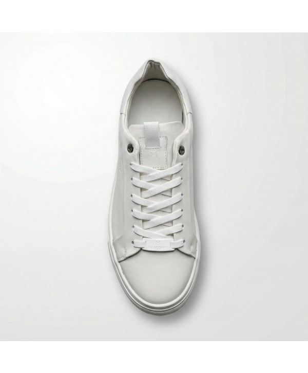 Erkek Deri Akıllı Taban Snekars Ayakkabı- Beyaz