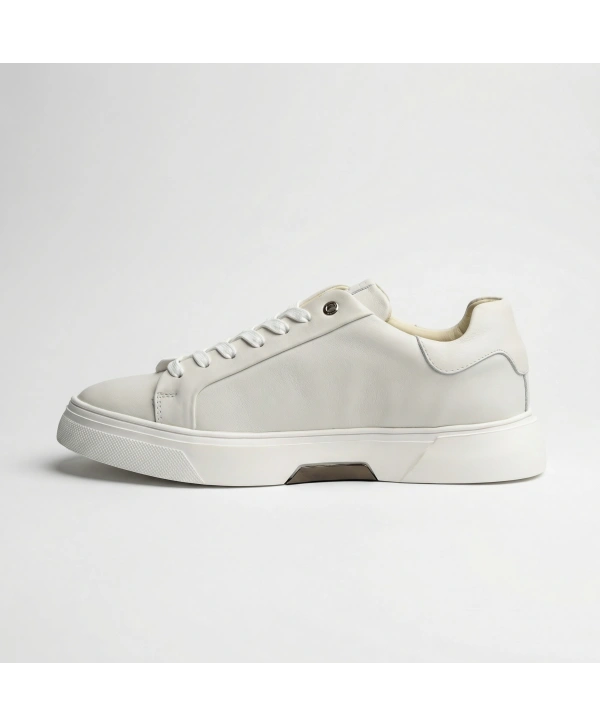 Erkek Deri Akıllı Taban Snekars Ayakkabı- Beyaz